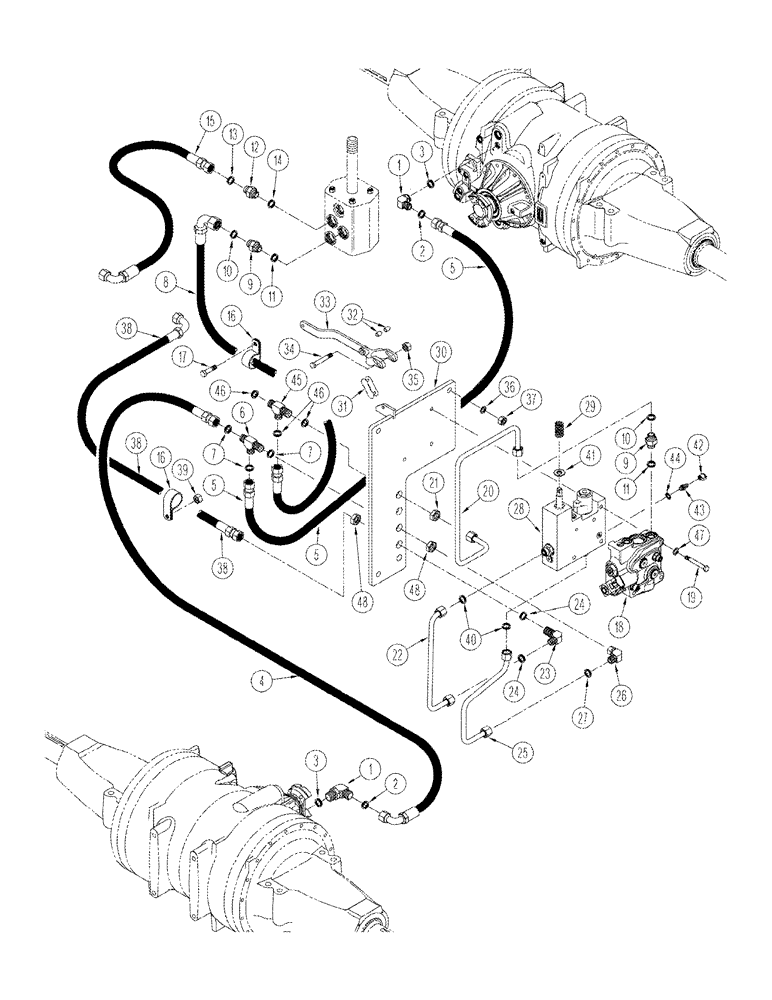 Схема запчастей Case IH STX375 - (08-12) - AXLE HYDRAULICS PARK BRAKE CIRCUIT STX 375 HEAVY DUTY, STX 440, WITHOUT DIFFERENTIAL LOCKS (08) - HYDRAULICS