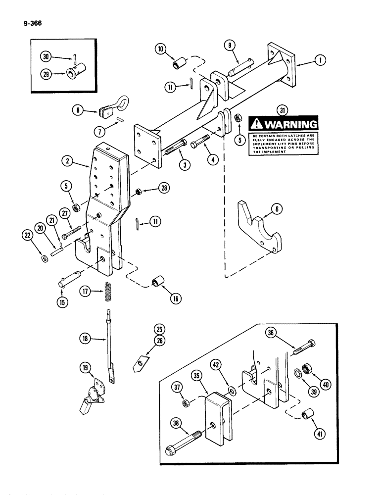 Схема запчастей Case IH 2094 - (9-366) - QUICK HITCH COUPLER, CATEGORY II AND III, WITH OFFSET FRAME (09) - CHASSIS/ATTACHMENTS