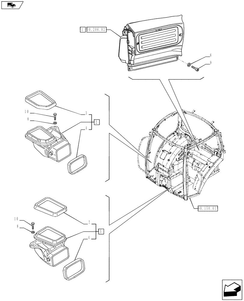 Схема запчастей Case IH PUMA 215 - (50.200.0601) - AUTOMATIC CLIMATE CONTROL - FAN AND VENTILATION DUCTS (VAR.729098 - 744812) (50) - CAB CLIMATE CONTROL