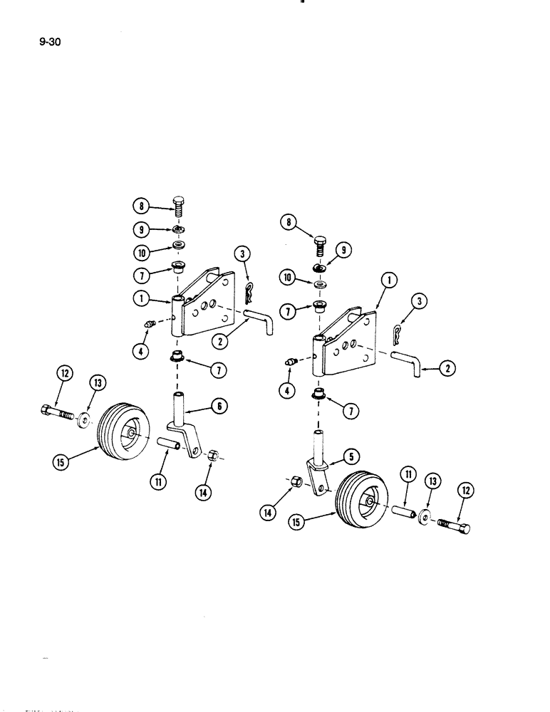 Схема запчастей Case IH 72RS - (9-030) - FRONT GAUGE WHEEL, 72RS MOWER (03) - CHASSIS/MOUNTED EQUIPMENT