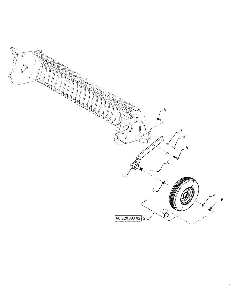 Схема запчастей Case IH RB465 - (60.220.AU[01]) - VAR - 726821 - PICKUP WHEEL SUPPORT, BOLT ON (60) - PRODUCT FEEDING