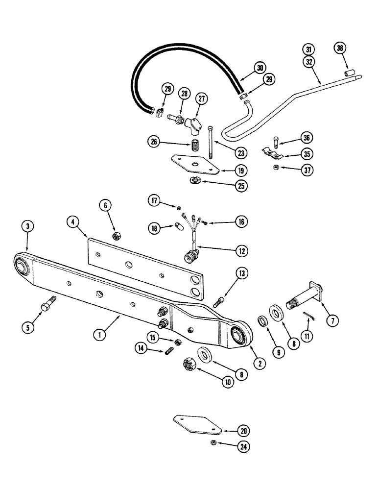 Схема запчастей Case IH 4694 - (9-382) - THREE POINT HITCH, DRAFT ARMS AND SENSOR (09) - CHASSIS/ATTACHMENTS