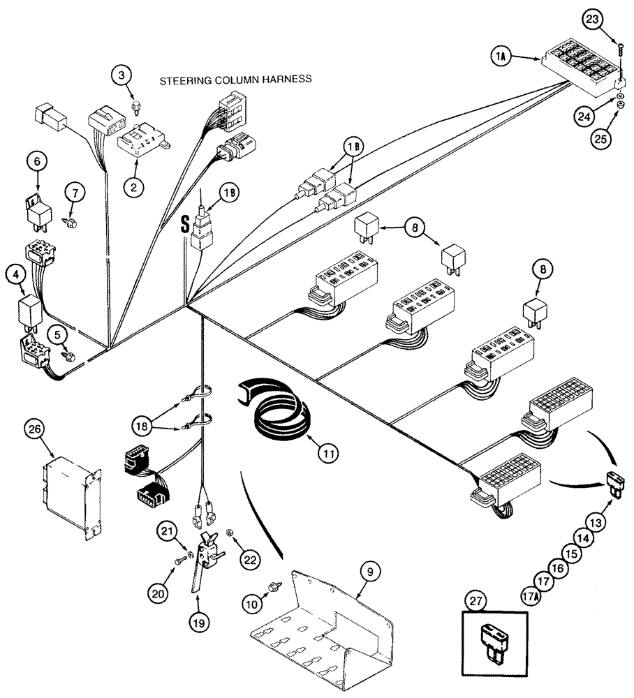 Схема запчастей Case IH 2555 - (04-09) - HARNESS, CAB PEDESTAL, RELAY AND FUSE BLOCK -JJC0157149 (06) - ELECTRICAL SYSTEMS