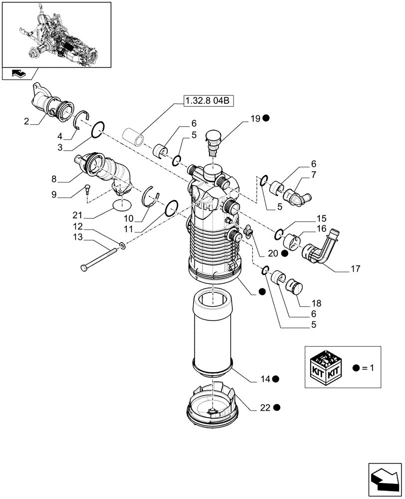 Схема запчастей Case IH PUMA 165 - (1.32.8[02B]) - HYDRAULIC PUMP - OIL FILTER - D7051 - C7052 (03) - TRANSMISSION