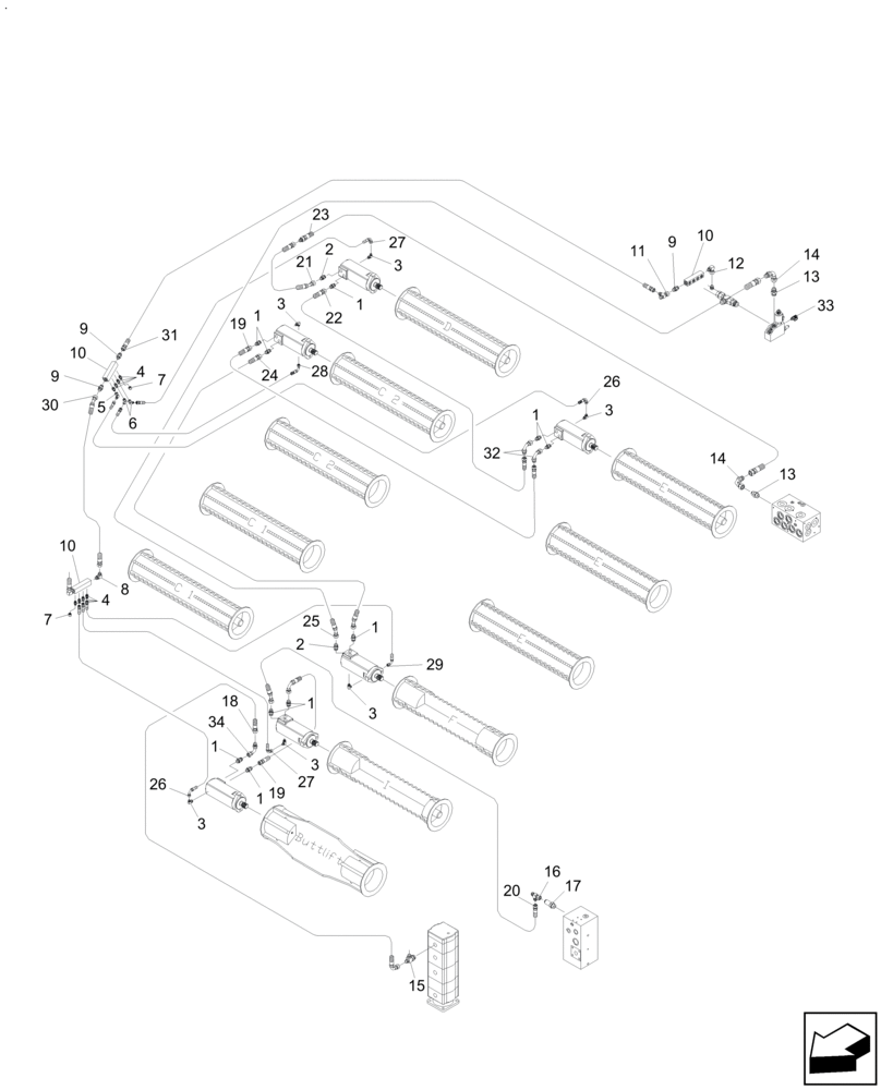 Схема запчастей Case IH A8800 - (35.000.AA[05]) - HYDRAULIC CIRCUIT (ROLLERS RH) (35) - HYDRAULIC SYSTEMS