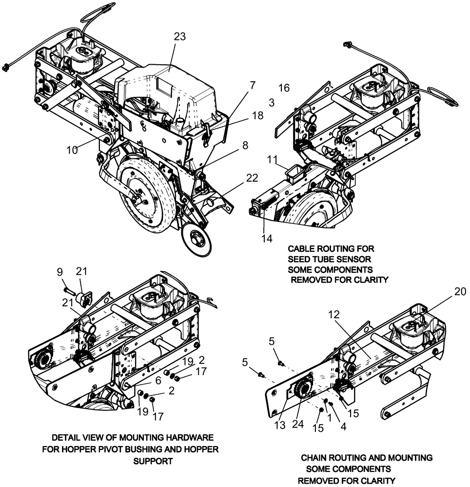 Схема запчастей Case IH 1240 - (75.200.34) - PNEUMATIC DOWN PRESSURE - 20" ROW UNIT WITH MINI HOPPER (75) - SOIL PREPARATION