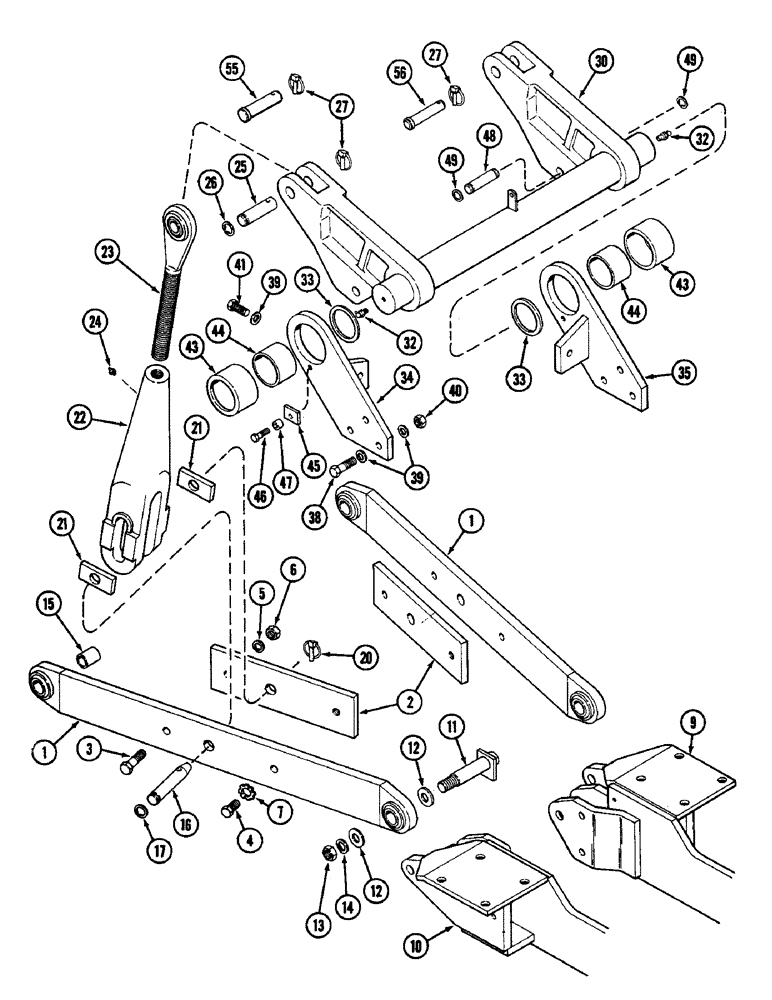 Схема запчастей Case IH 4890 - (9-338) - THREE POINT HITCH, DRAFT ARMS, LIFT LINKS AND ROCKSHAFT PRIOR TO PIN 8860450 (09) - CHASSIS/ATTACHMENTS