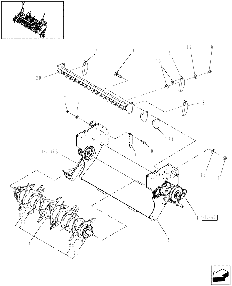 Схема запчастей Case IH RB454 - (13.620) - ROTOR FEEDER (13) - FEEDER