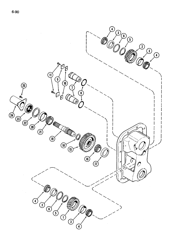 Схема запчастей Case IH 3394 - (6-90) - PTO IDLERS AND OUTPUT SHAFT (06) - POWER TRAIN