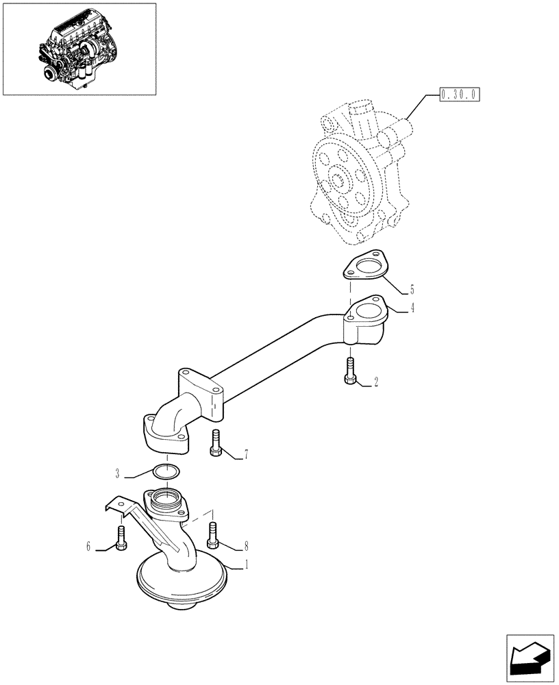 Схема запчастей Case IH F3AE0684L E906 - (0.30.5[01]) - OIL PUMP PIPING (500387388) 