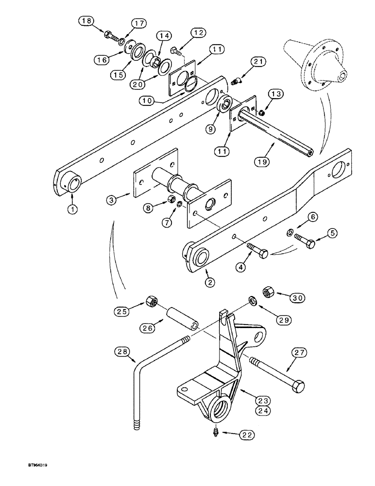 Схема запчастей Case IH 955 - (9A-060) - DRIVE/CARRYING WHEEL MOUNTING, RIGID PLANTERS, WITH THREE-PIECE BOLTED WHEEL FRAME (09) - CHASSIS/ATTACHMENTS