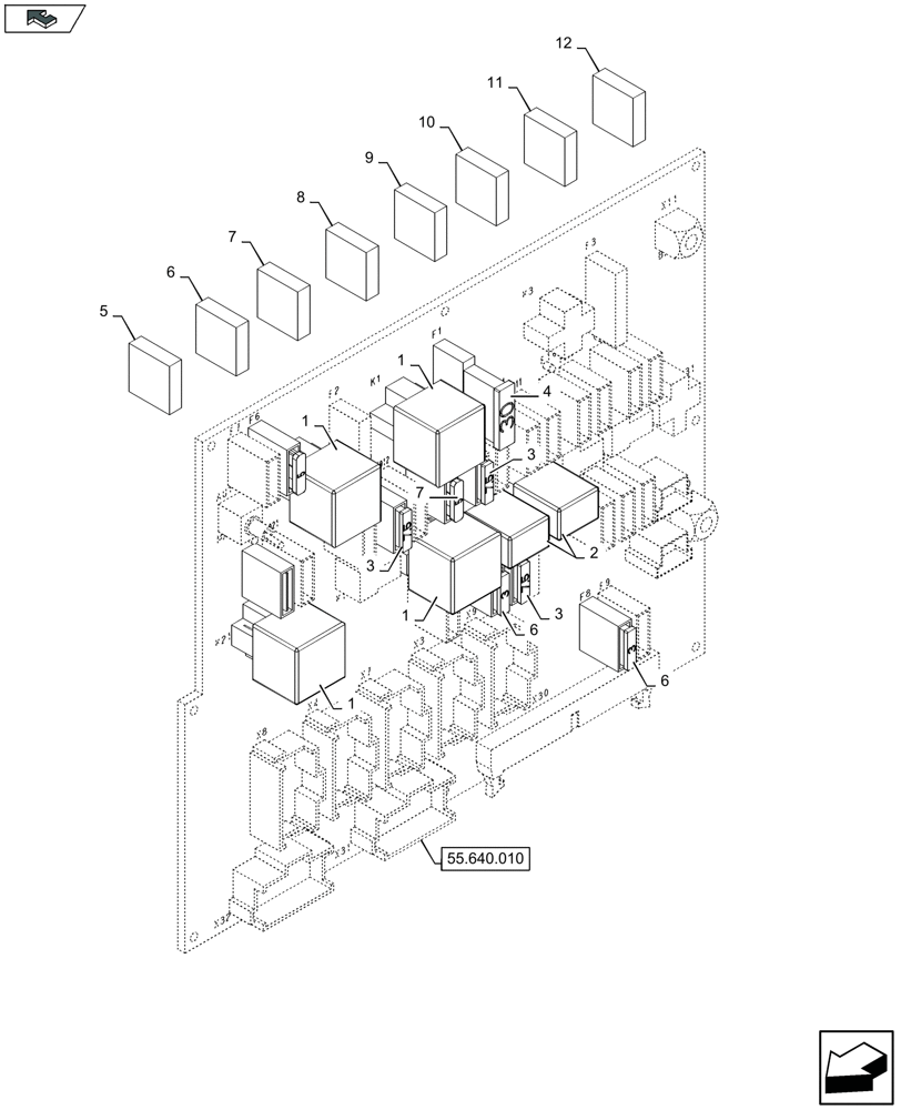 Схема запчастей Case IH LB324P - (55.640.020) - FUSE PRINT - C136 (55) - ELECTRICAL SYSTEMS