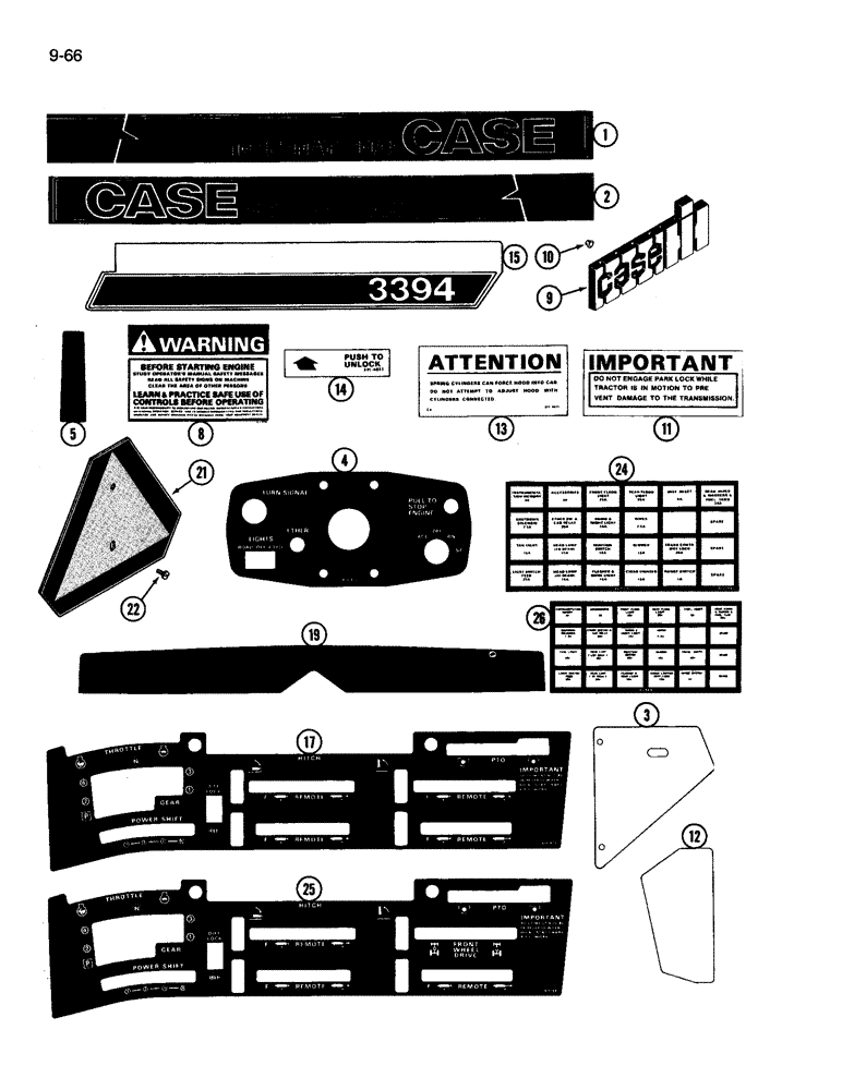 Схема запчастей Case IH 3394 - (9-066) - DECALS, TRACTOR KIT (09) - CHASSIS/ATTACHMENTS