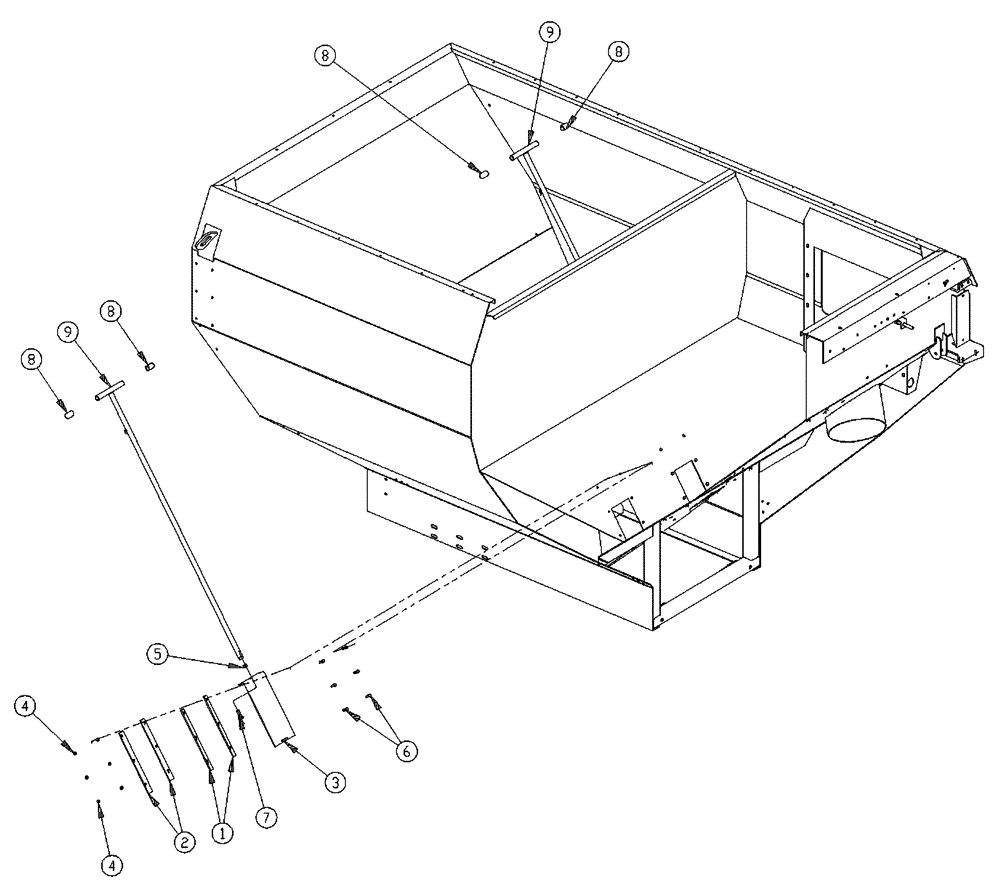 Схема запчастей Case IH 437 - (02-009) - AUXILIARY BIN GATES GROUP Bin Group