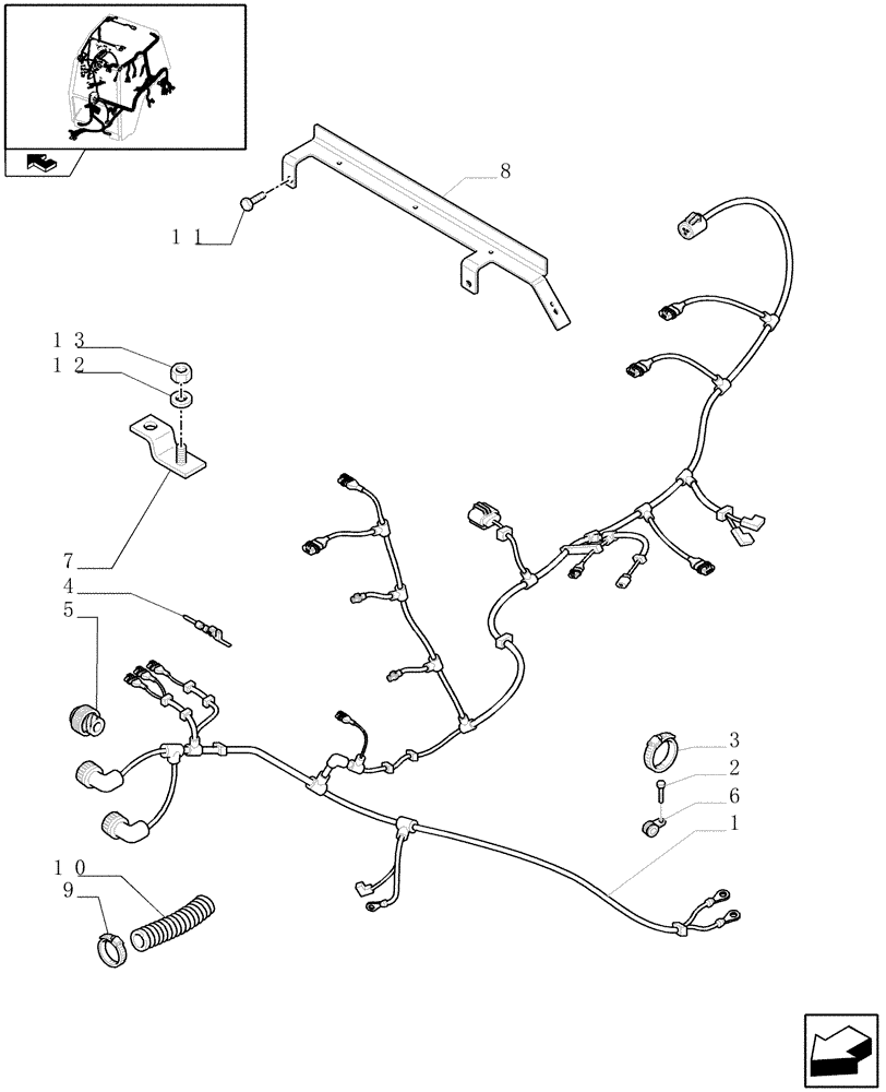 Схема запчастей Case IH PUMA 125 - (1.91.4[02A]) - FRONT MAIN CABLE - D6074 (10) - OPERATORS PLATFORM/CAB