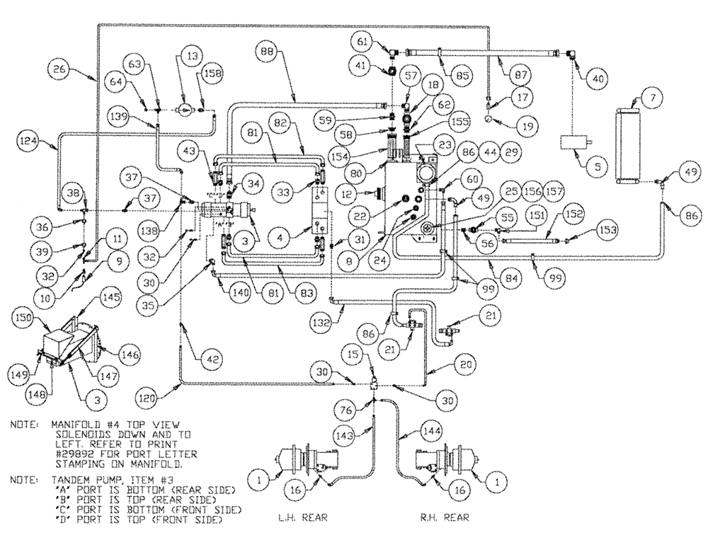 Схема запчастей Case IH PATRIOT XL - (06-004) - HYDRAULIC PLUMBING - HYDROSTATIC PUMP Hydraulic Plumbing