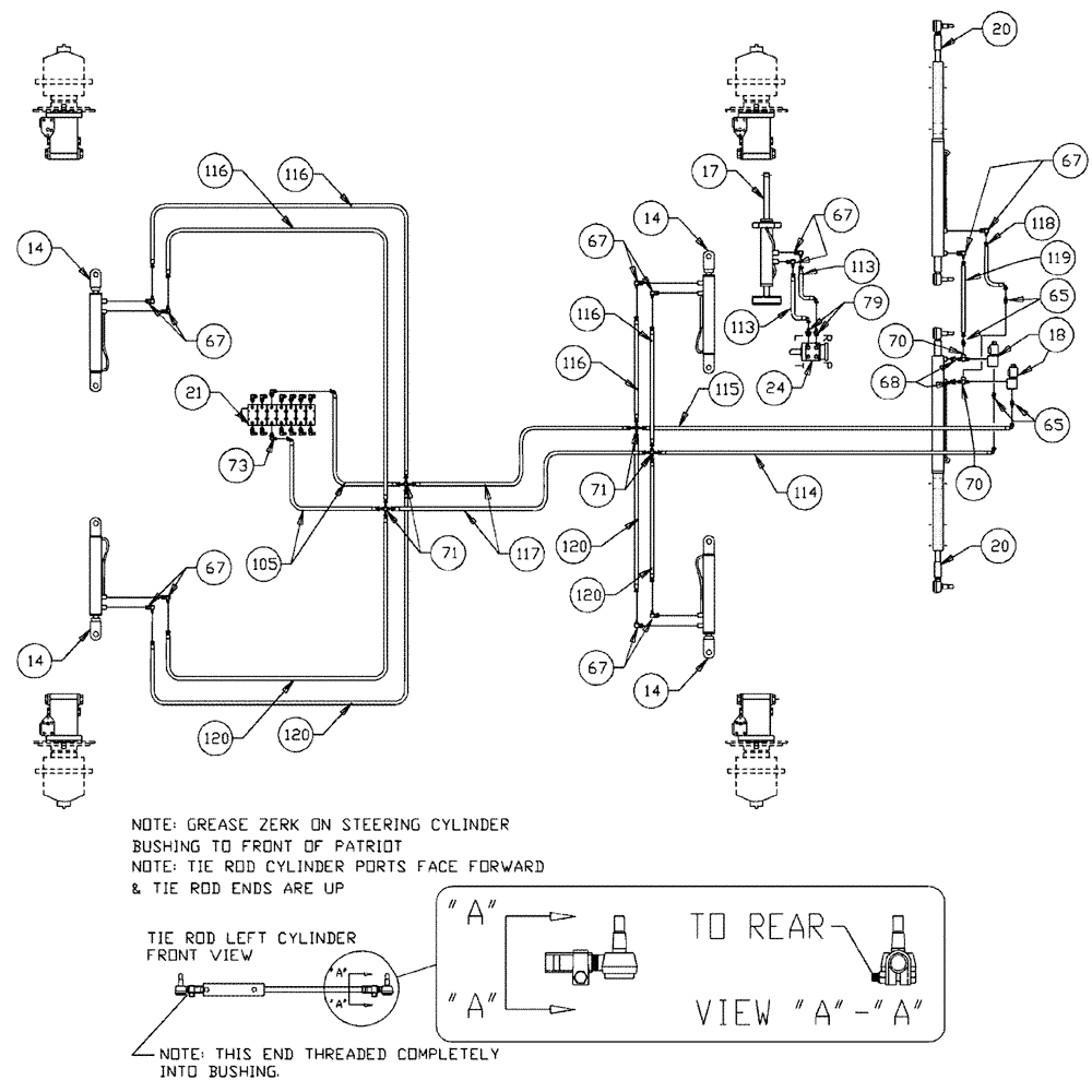 Схема запчастей Case IH 3150 - (06-003) - STEERING, 7-BANK VALVE Hydraulic Plumbing