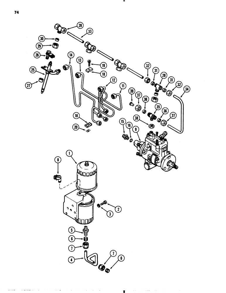 Схема запчастей Case IH 1845B - (074) - FUEL INJECTION AND FILTER SYSTEM, 188 DIESEL ENGINE (03) - FUEL SYSTEM