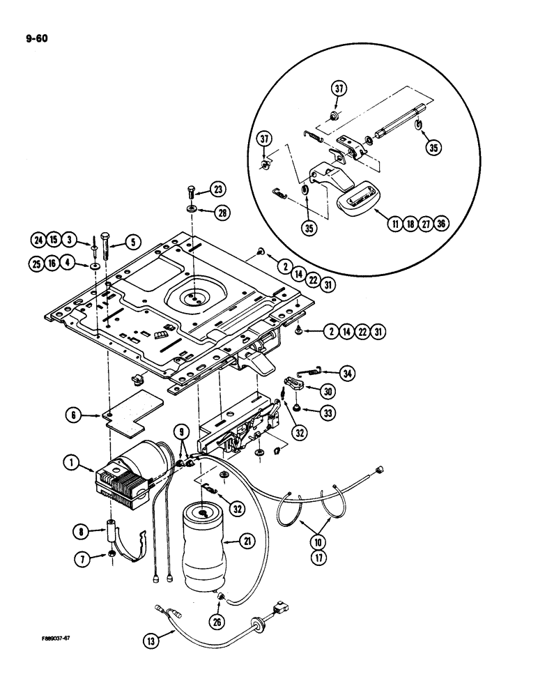 Схема запчастей Case IH 9180 - (9-060) - SEAT AIR SUSPENSION CAB (09) - CHASSIS/ATTACHMENTS