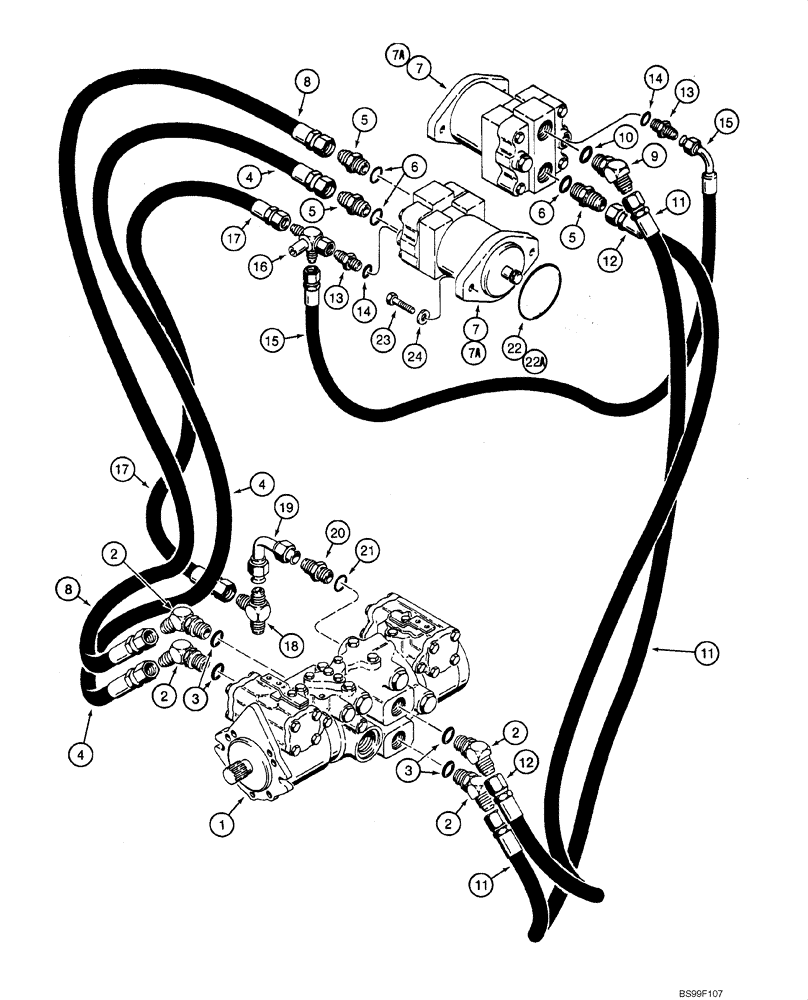 Схема запчастей Case IH 1845C - (06-08) - HYDROSTATIC - PUMP AND DRIVE MOTORS, JAF0041368 - JAF0067437 (06) - POWER TRAIN