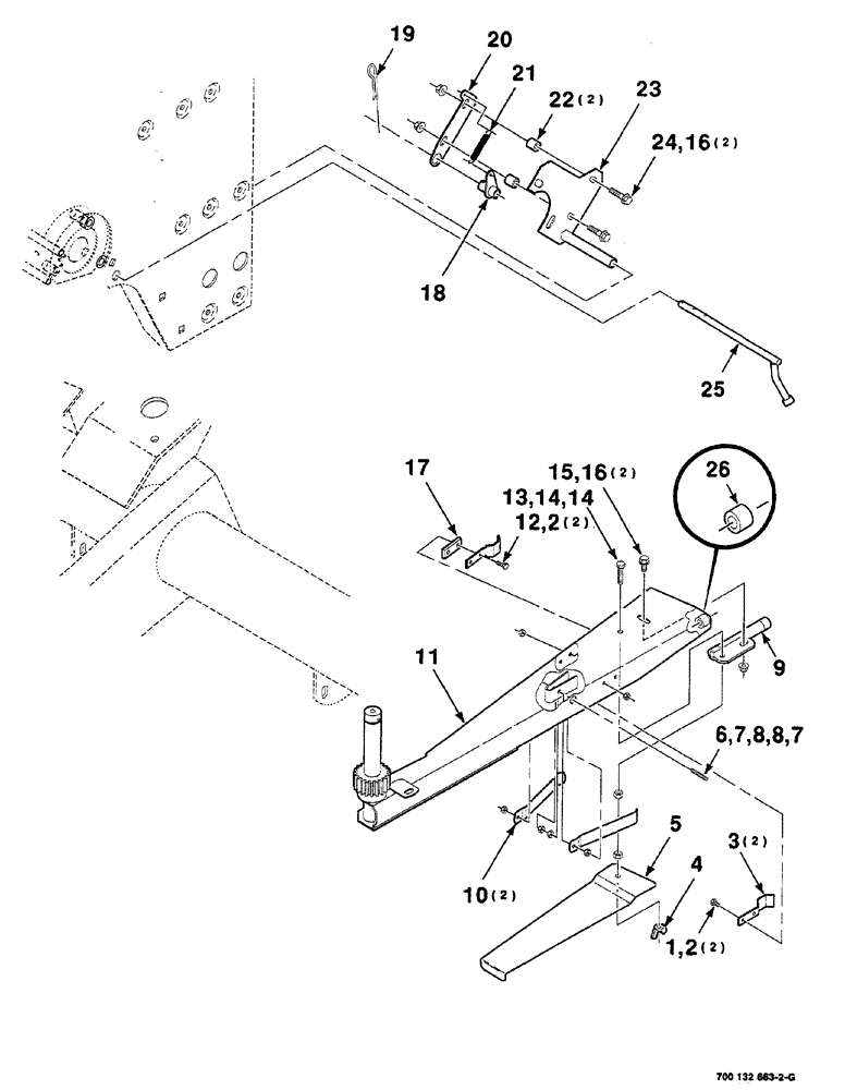 Схема запчастей Case IH RS561A - (6-024) - TWINE THREADER SUPPORT ASSEMBLIES (14) - BALE CHAMBER