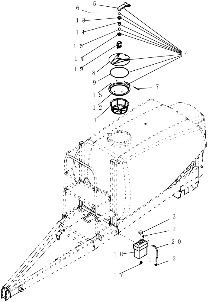 Схема запчастей Case IH SRX160 - (L.20.A[21]) - TANK - CART EYE WASH / INDUCTION AND LID DETAILS L - Field Processing