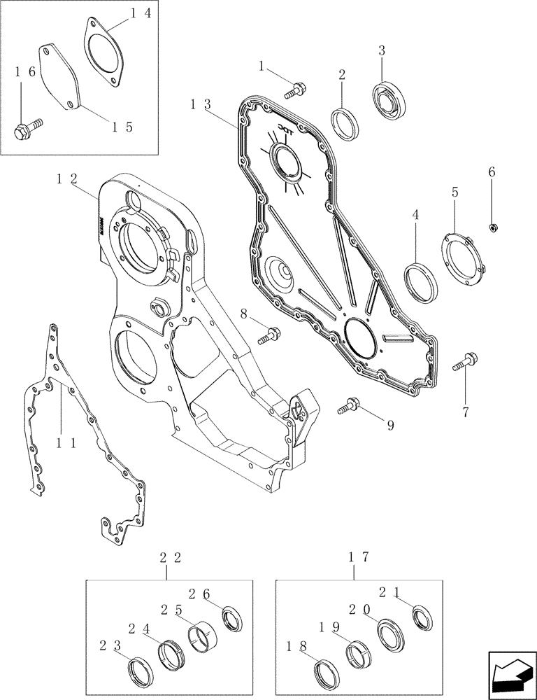 Схема запчастей Case IH 2588 - (10.102.03) - FRONT GEAR COVER (10) - ENGINE