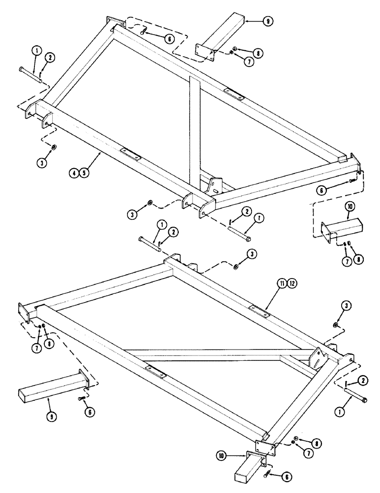 Схема запчастей Case IH DOT 31 - (12) - WING FRAMES AND EXTENSIONS, 31 FOOT 