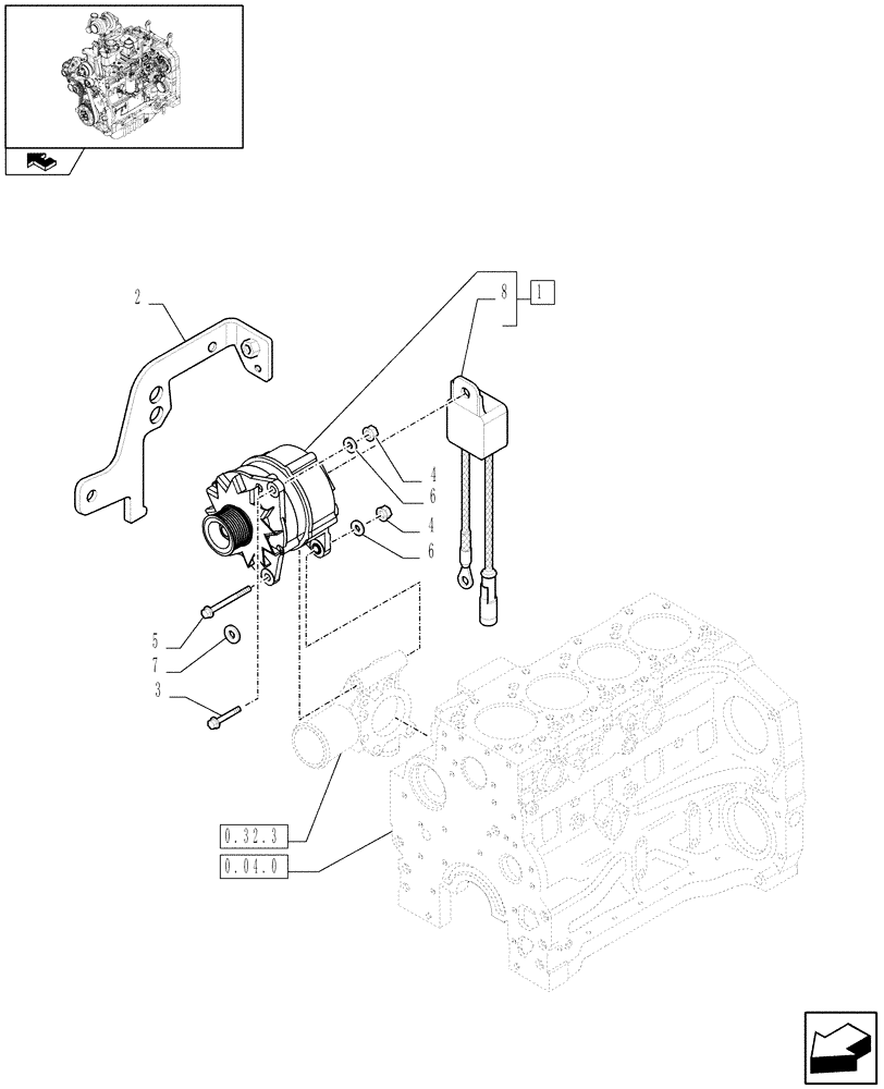 Схема запчастей Case IH FARMALL 95U - (0.40.0) - ALTERNATOR (01) - ENGINE