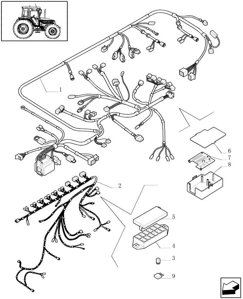 Схема запчастей Case IH FARMALL 95 - (1.92.74) - AUXILIARY CABLES - W/CAB (10) - OPERATORS PLATFORM/CAB