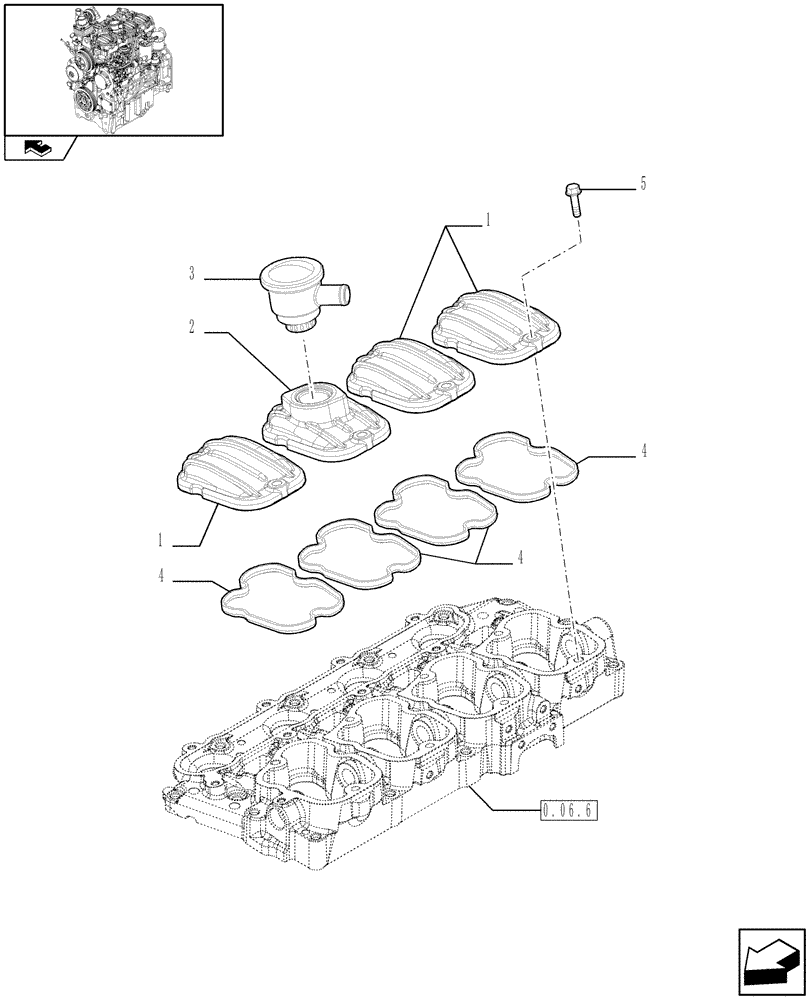 Схема запчастей Case IH FARMALL 80 - (0.06.3) - CYLINDER HEAD COVERS (01) - ENGINE