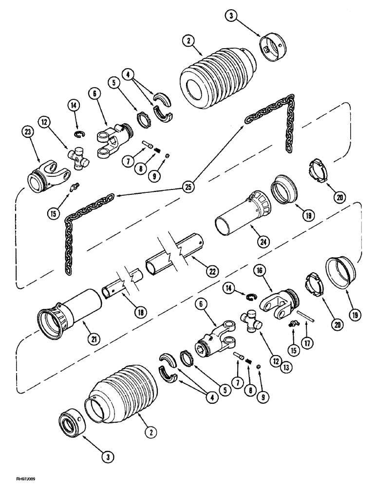 Схема запчастей Case IH 1015 - (9-32) - DRIVE SHAFT, WALTERSCHEID (58) - ATTACHMENTS/HEADERS