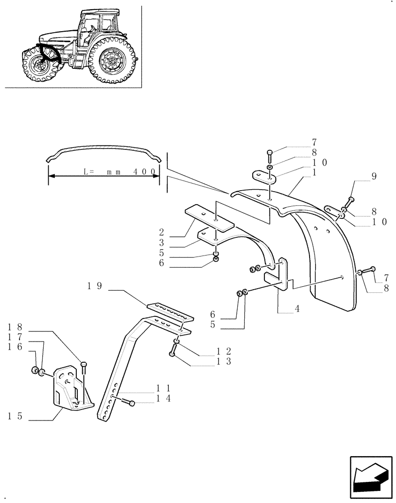 Схема запчастей Case IH JX80U - (1.43.0/02) - (VAR.415) FRONT AXLE CL. 2/BRAKE, FRONT MUDGARD HYDR. DIFF. LOCK. HYDR. TRANSM. - MUDGUARD (04) - FRONT AXLE & STEERING