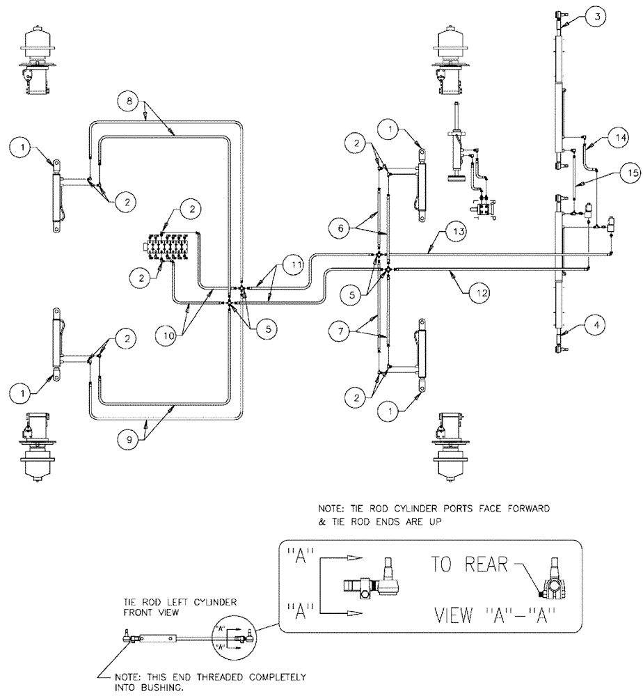 Схема запчастей Case IH 3150 - (06-004) - AXLE ADJUST, HYDRAULIC GROUP SERIAL #7442 AND LATER Hydraulic Plumbing