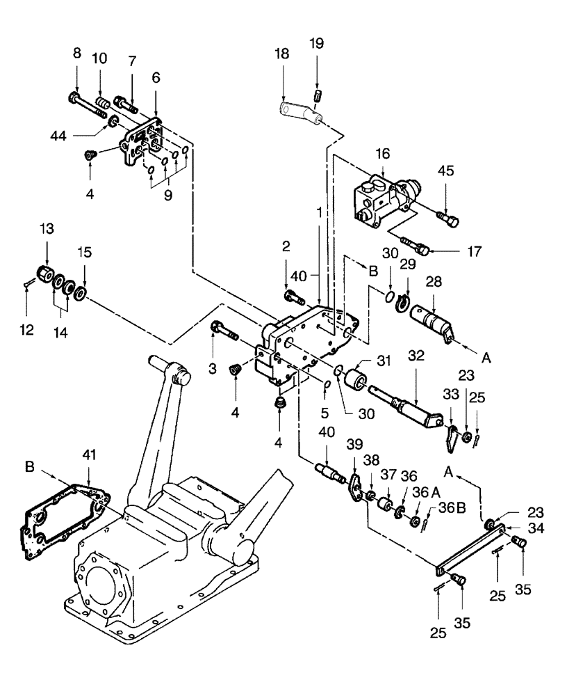 Схема запчастей Case IH DX45 - (07.03) - HYD CONTROL VALVE, QUADRANT & L/DRAFT CONTROL (07) - HYDRAULIC SYSTEM