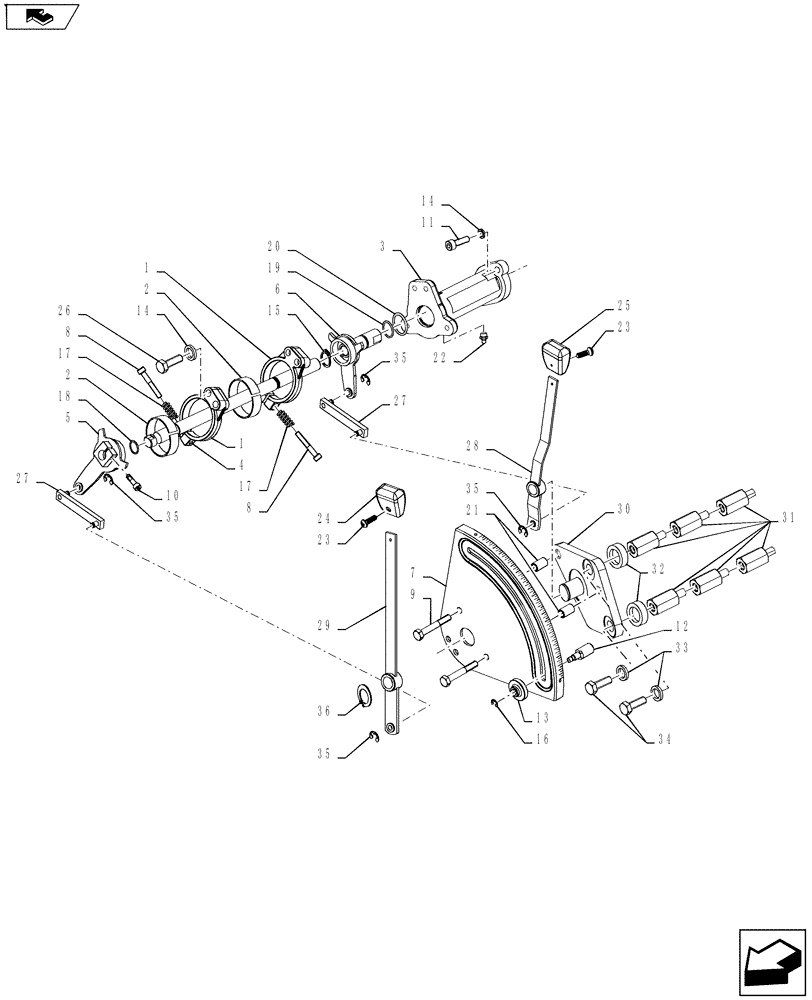 Схема запчастей Case IH FARMALL 55A - (35.108.01[02]) - HITCH CONTROL LEVER (35) - HYDRAULIC SYSTEMS