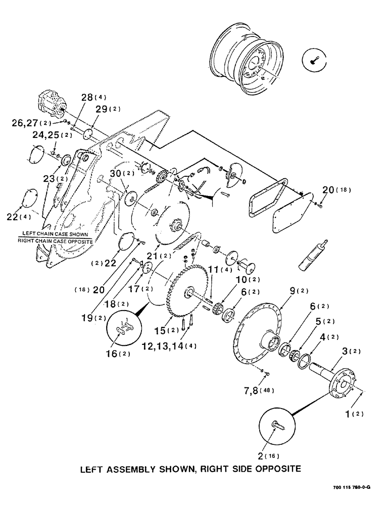 Схема запчастей Case IH 8840 - (06-002) - CHAIN CASE, AXLE AND WHEEL ASSEMBLY (14) - MAIN GEARBOX & DRIVE