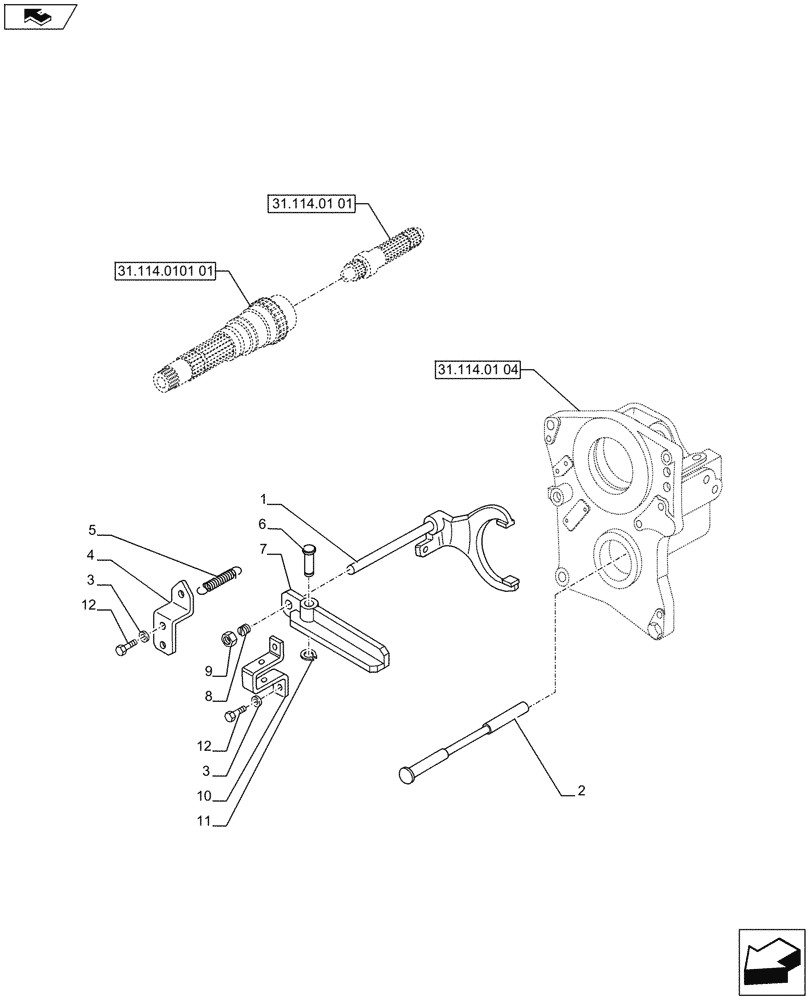 Схема запчастей Case IH PUMA 185 - (31.114.0101[02]) - PTO 540/1000 RPM WITH INTERCHANGABLE SHAFTS - SUPPORT AND ENGAGEMENT (VAR.720809) (31) - IMPLEMENT POWER TAKE OFF