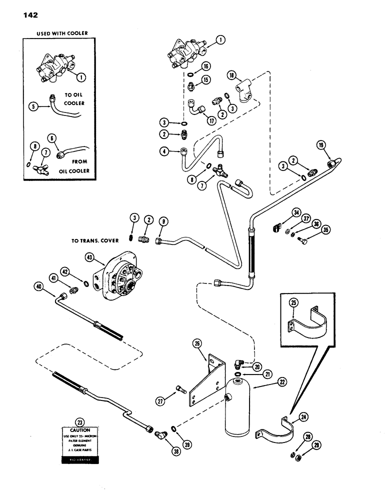 Схема запчастей Case IH 770 - (142) - STEERING AND BRAKE VALVE SYSTEM, HYDRAULIC BRAKES WITH POWER SHIFT, USED PRIR TO TRACTOR S/N 8693001 (05) - STEERING