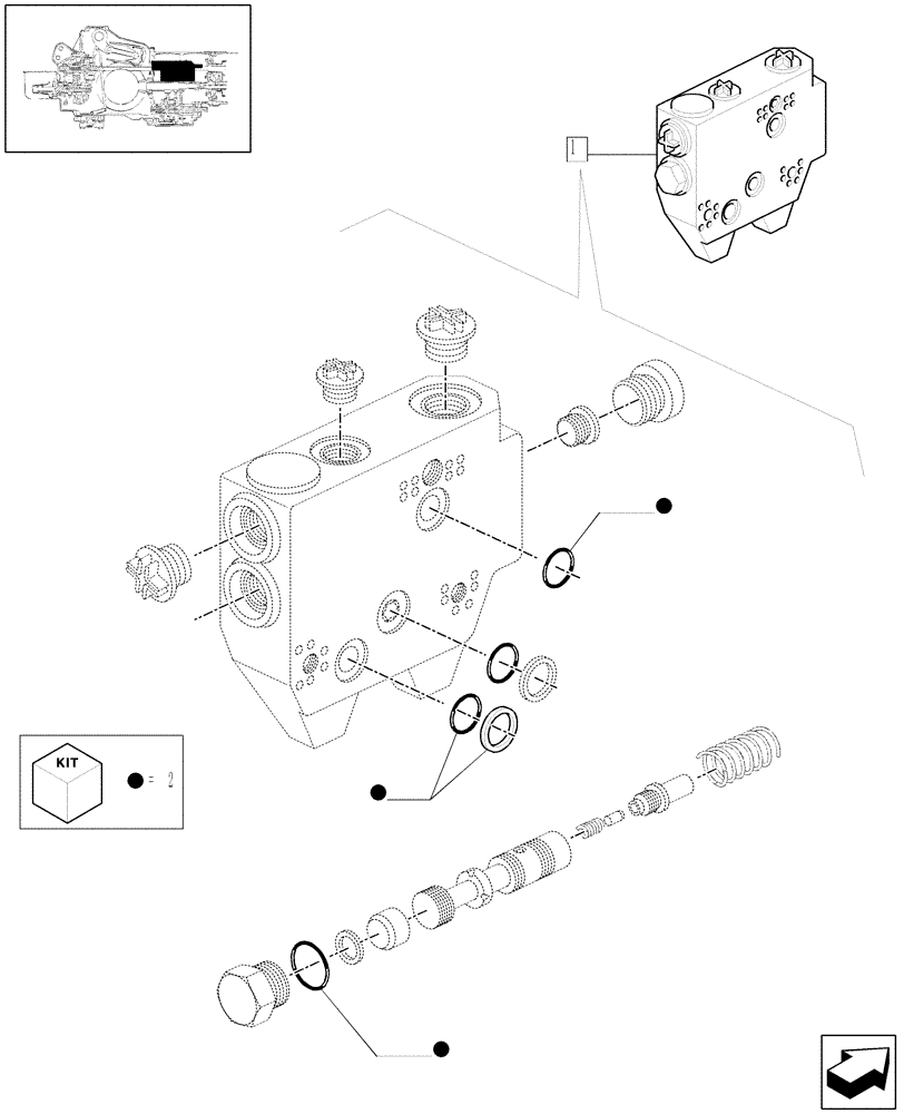 Схема запчастей Case IH JX100U - (1.82.7/13B) - (VAR.411) TWO CONTROL VALVES - (BOSCH) - PARTS (07) - HYDRAULIC SYSTEM