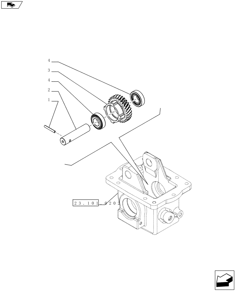 Схема запчастей Case IH FARMALL 75C - (23.101.0301) - 2WD LESS ENGAGEMENT - TRANSMISSION GEARINGS - NAR - W/CAB (VAR.330306-331306 / 743554) (23) - FOUR WHEEL DRIVE SYSTEM