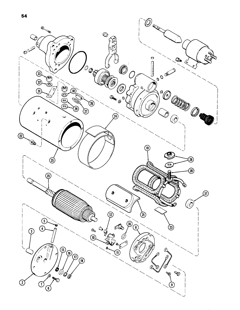 Схема запчастей Case IH 1170 - (054) - A64907 STARTER, (451B) DIESEL ENGINE (04) - ELECTRICAL SYSTEMS