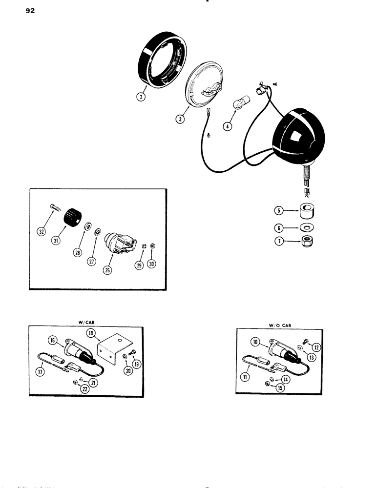 Схема запчастей Case IH 1090 - (092) - TAIL AND WARNING LAMP (04) - ELECTRICAL SYSTEMS