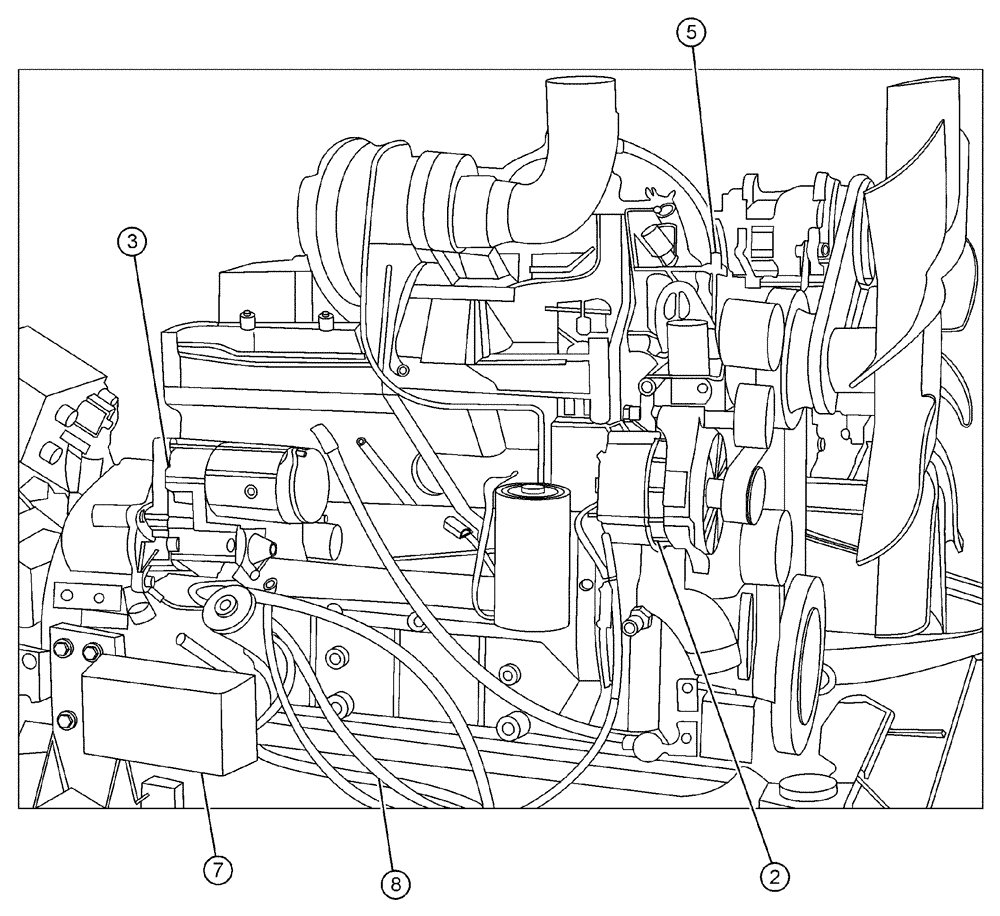 Схема запчастей Case IH 3210 - (03-001[02]) - ENGINE GROUP (01) - ENGINE