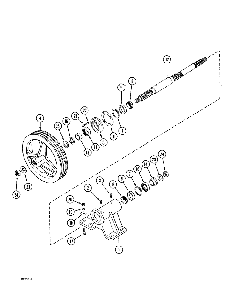 Схема запчастей Case IH 1644 - (9A-16) - JACKSHAFT BEARING BLOCK, (FOR USE WITH DISCHARGE BEATER) (13) - FEEDER