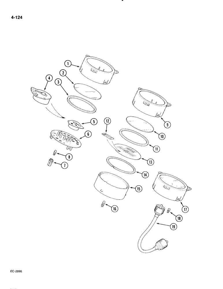 Схема запчастей Case IH 885 - (4-124) - INSTRUMENTS (04) - ELECTRICAL SYSTEMS