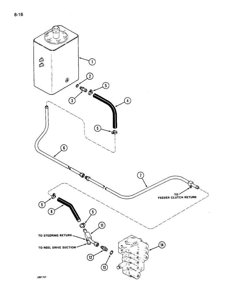 Схема запчастей Case IH 1640 - (8-16) - HEADER LIFT RETURN SYSTEM, PRIOR TO P.I.N. JJC0034001 (07) - HYDRAULICS