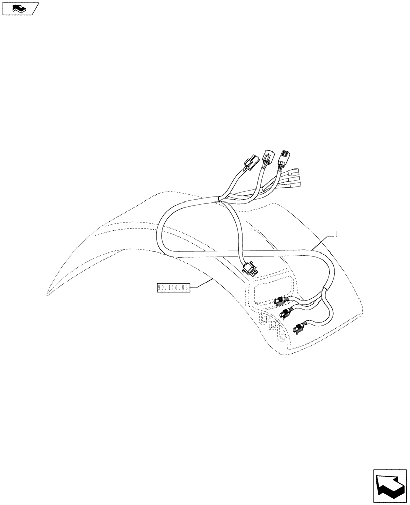 Схема запчастей Case IH PUMA 170 - (55.100.15) - REAR FENDERS - HARNESS (55) - ELECTRICAL SYSTEMS