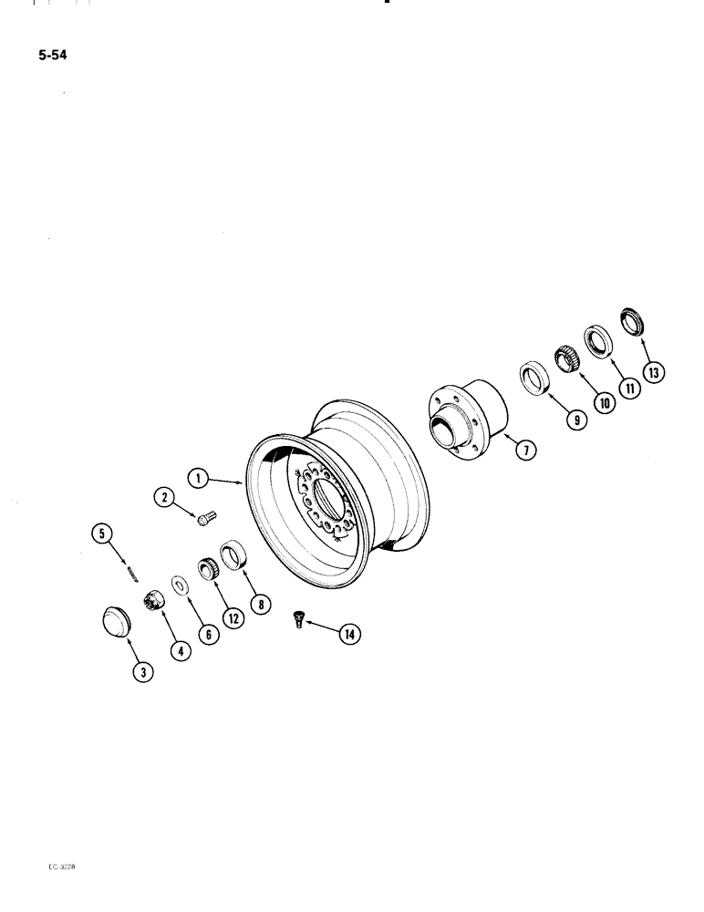 Схема запчастей Case IH 2096 - (5-054) - FRONT WHEEL AND HUB, 6 BOLT HUB (05) - STEERING