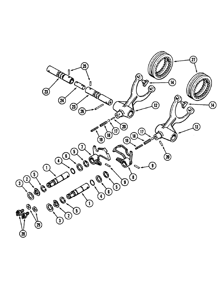 Схема запчастей Case IH 2096 - (6-160) - POWER SHIFT TRANSMISSION, RANGE SHIFT MECHANISM (06) - POWER TRAIN